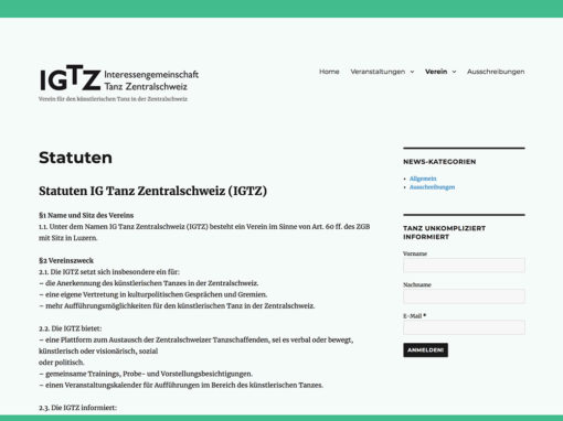 IG Tanz Zentralschweiz – Website