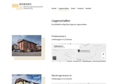 Website WOBARO Wohnbaugenossenschaft Rothenburg
