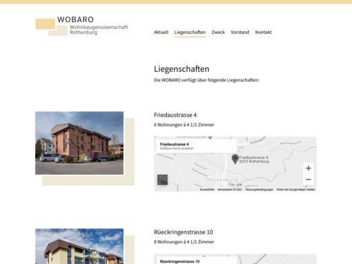 Website WOBARO Wohnbaugenossenschaft Rothenburg